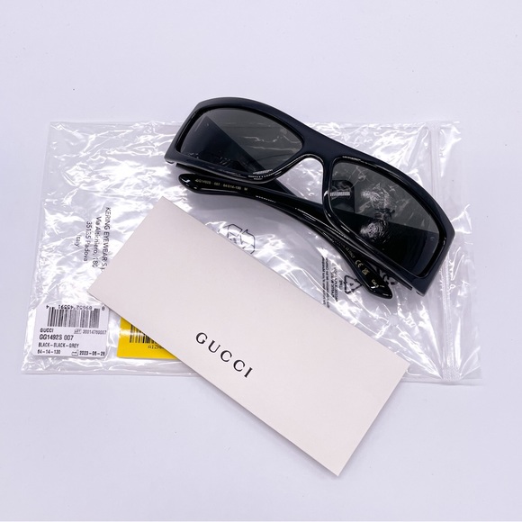 NEW GUCCI GG1492S BLACK UNISEX SHIELD SUNGLASSES GUCCI - Picture 12 of 14